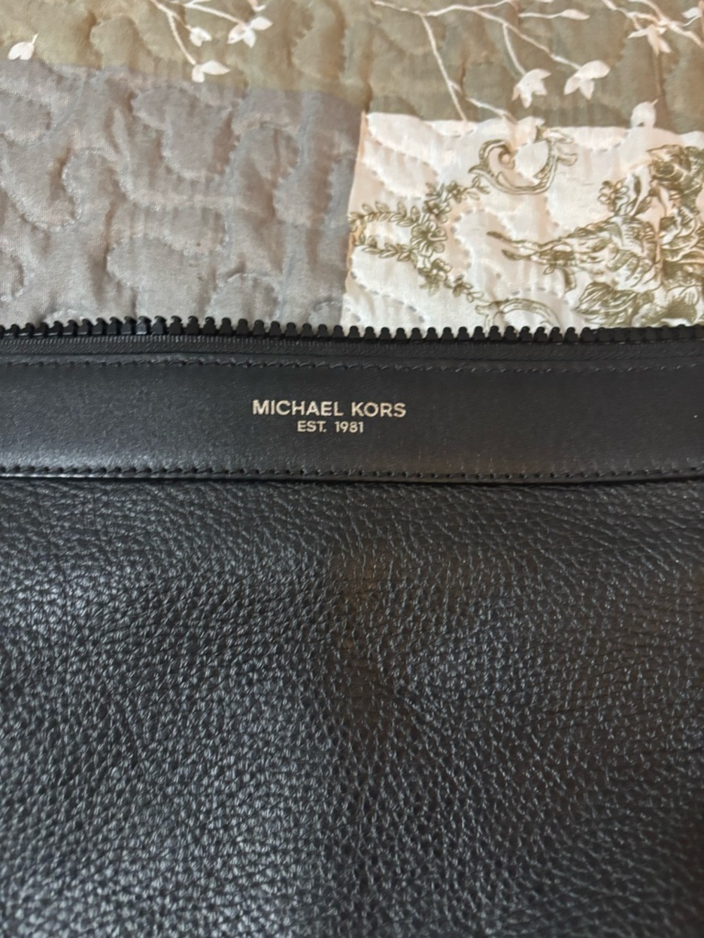 Michael Kors Black Pebbled Leather Toiletry Pouch